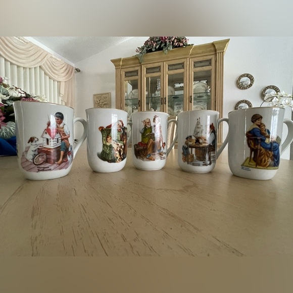 Set of five (5)  Norman Rockwell coffee cup Mug Set classic collectables - Picture 1 of 13